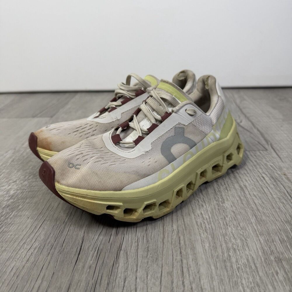 On Cloud Women's Size 6 Cloud Monster Running Shoes Lace Up White Yellow G